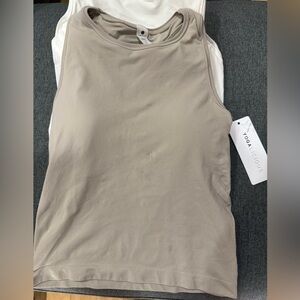 Yogalicious Beige Sleeveless Top